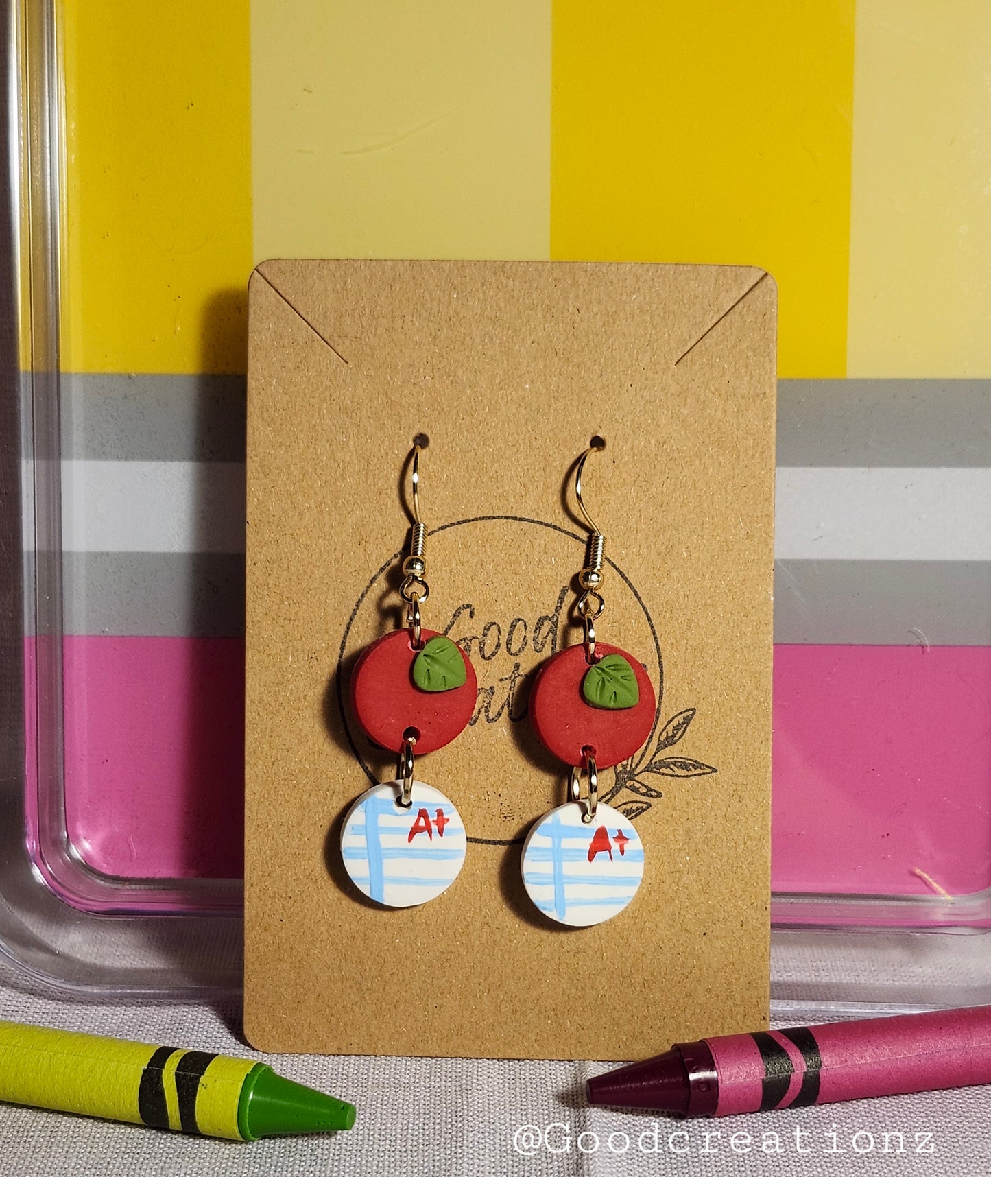 Apple with A plus Paper Earrings