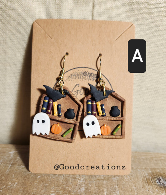 Spooky/Fall Bookshelf Earrings