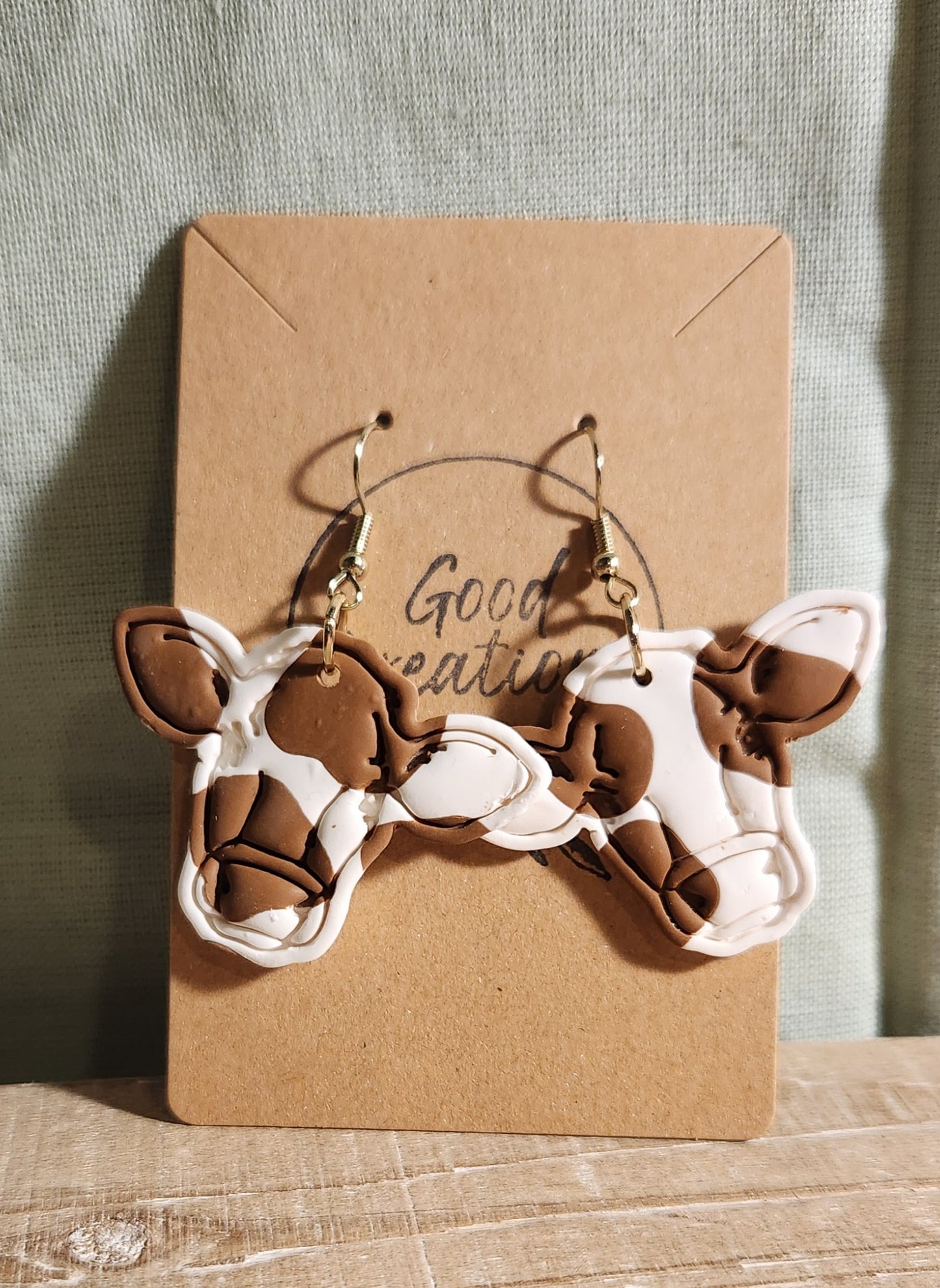 Brown Cow Earrings