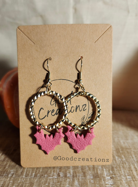 Pink Bat Earrings