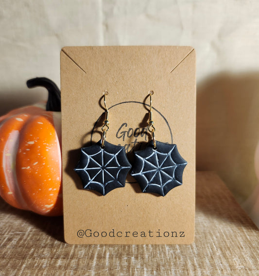 Black Spider Web Earrings