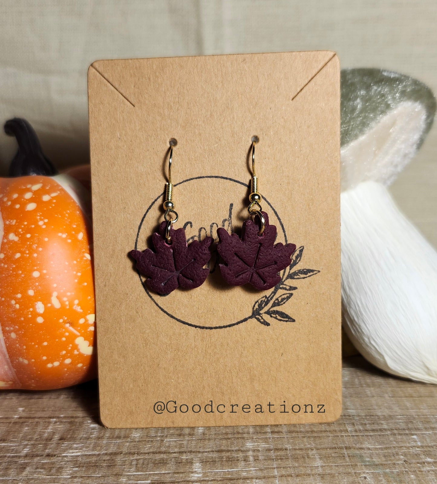 Burnt Red Fall Leave Earrings