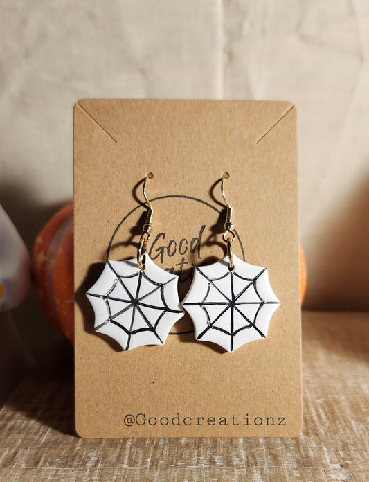 White Spider Webs Earrings