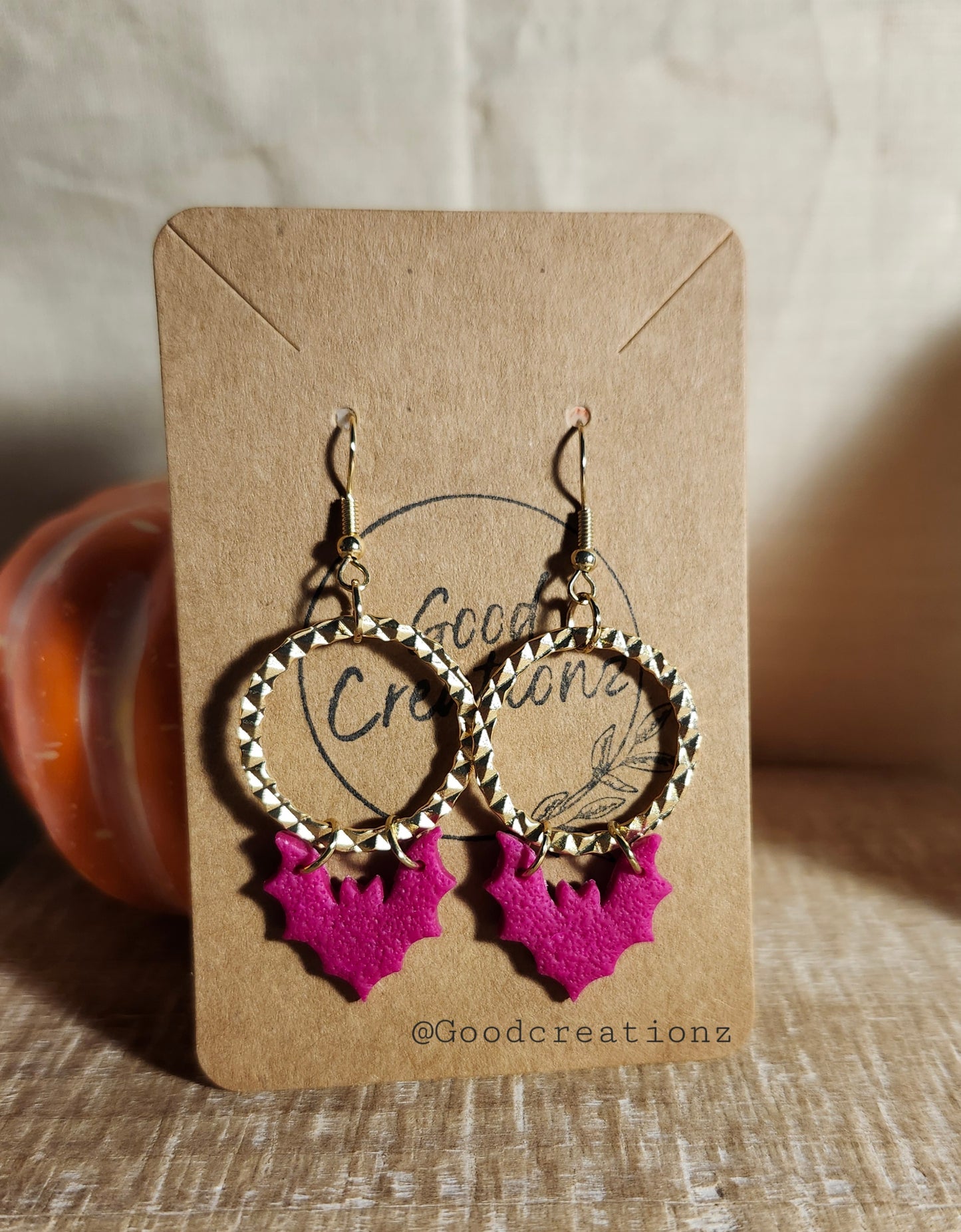 Hot Pink Bat Earrings