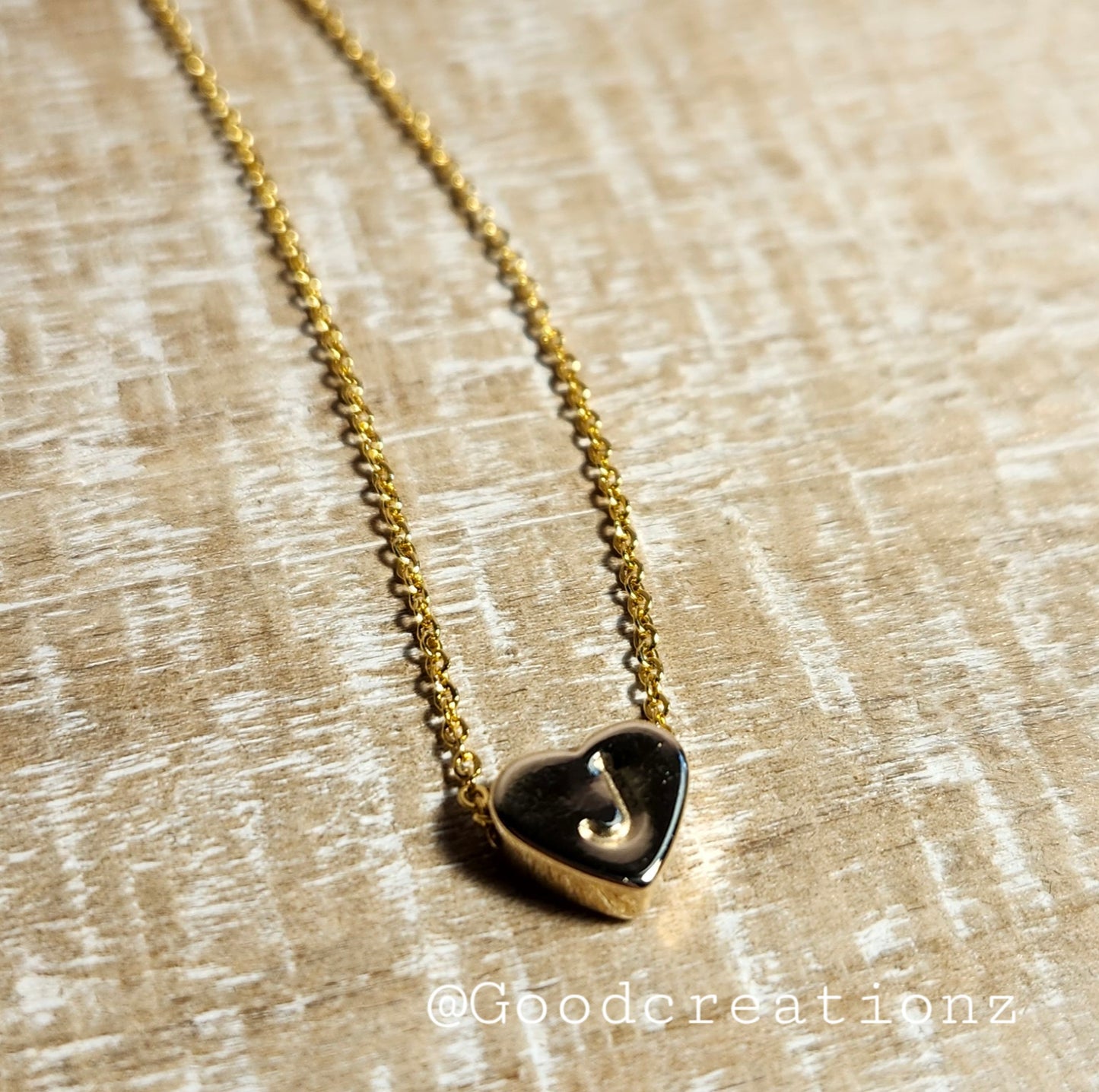 Handstamped heart shaped initial necklaces